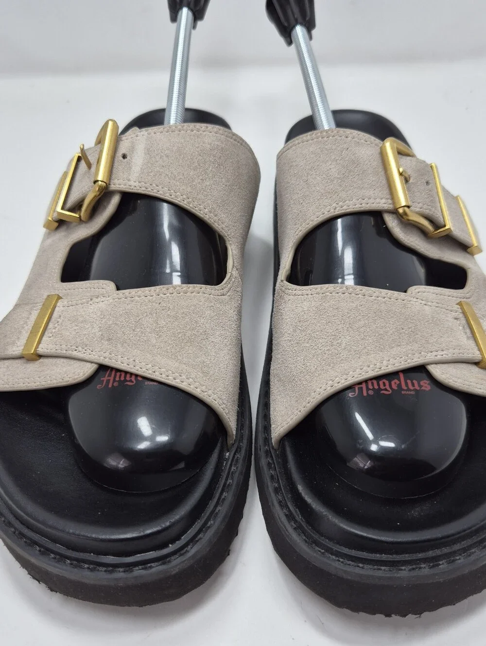 Marc Fisher Taupe Suede Adjustable Double-S      Taupe Suede Double-Buckle Sz 11
